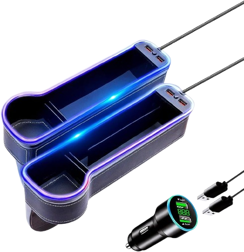 Keketuohai Car Seat Gap Filler with USB & LED (2 Pack)