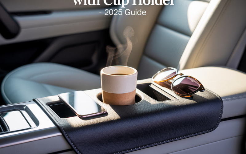 Car interior featuring the best car seat gap filler with cup holder for organized driving

