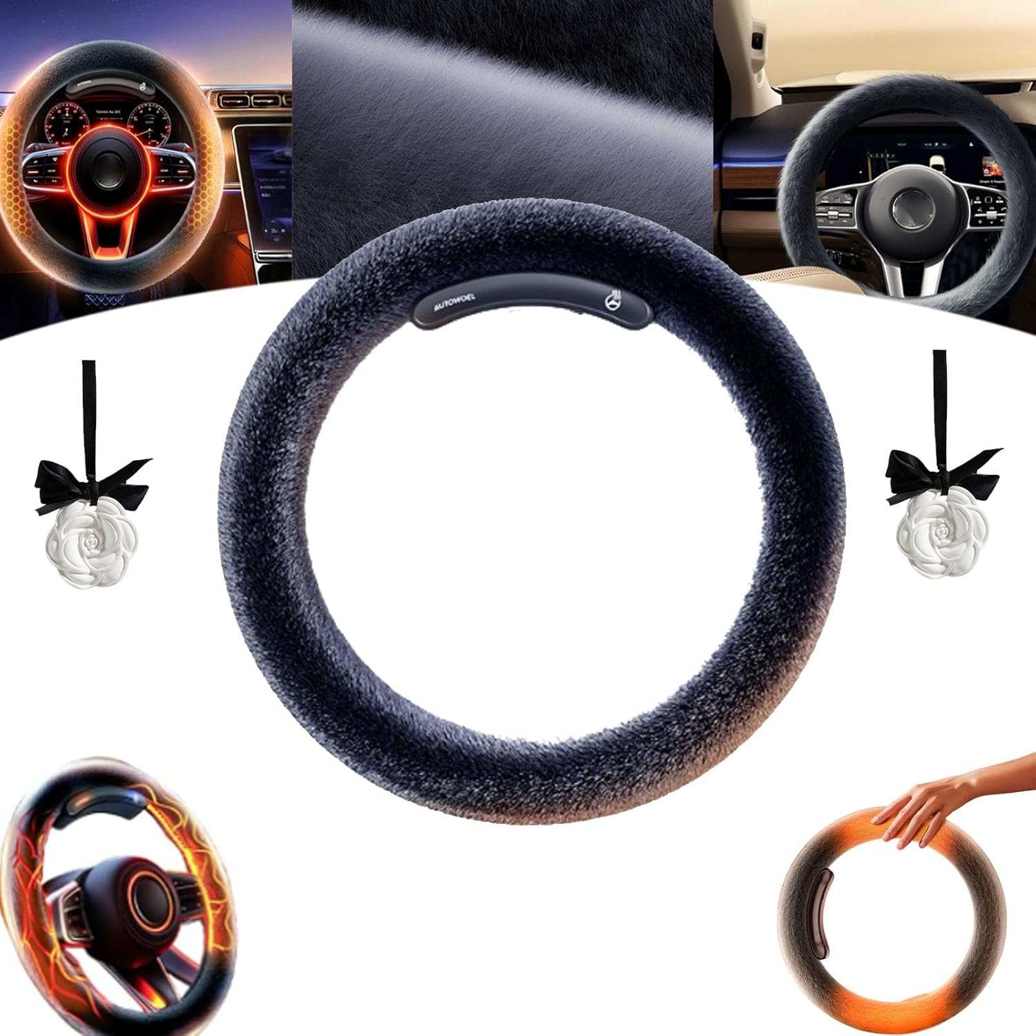 <strong>Heated Steering Wheel Cover Wireless, 15" Cordless Rechargeable (NNGXFC Store)</strong>