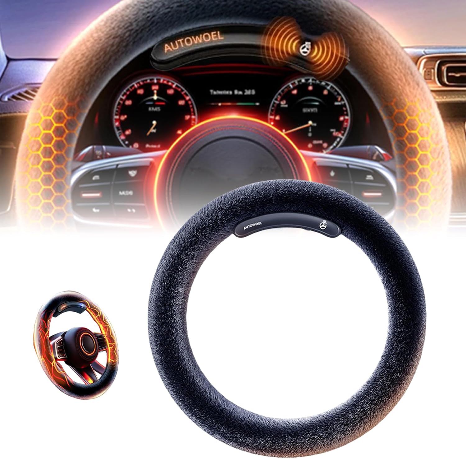 <strong>Heated Steering Wheel Cover Wireless, 2025 New 15" Cordless Rechargeable (Hanjoon)</strong>