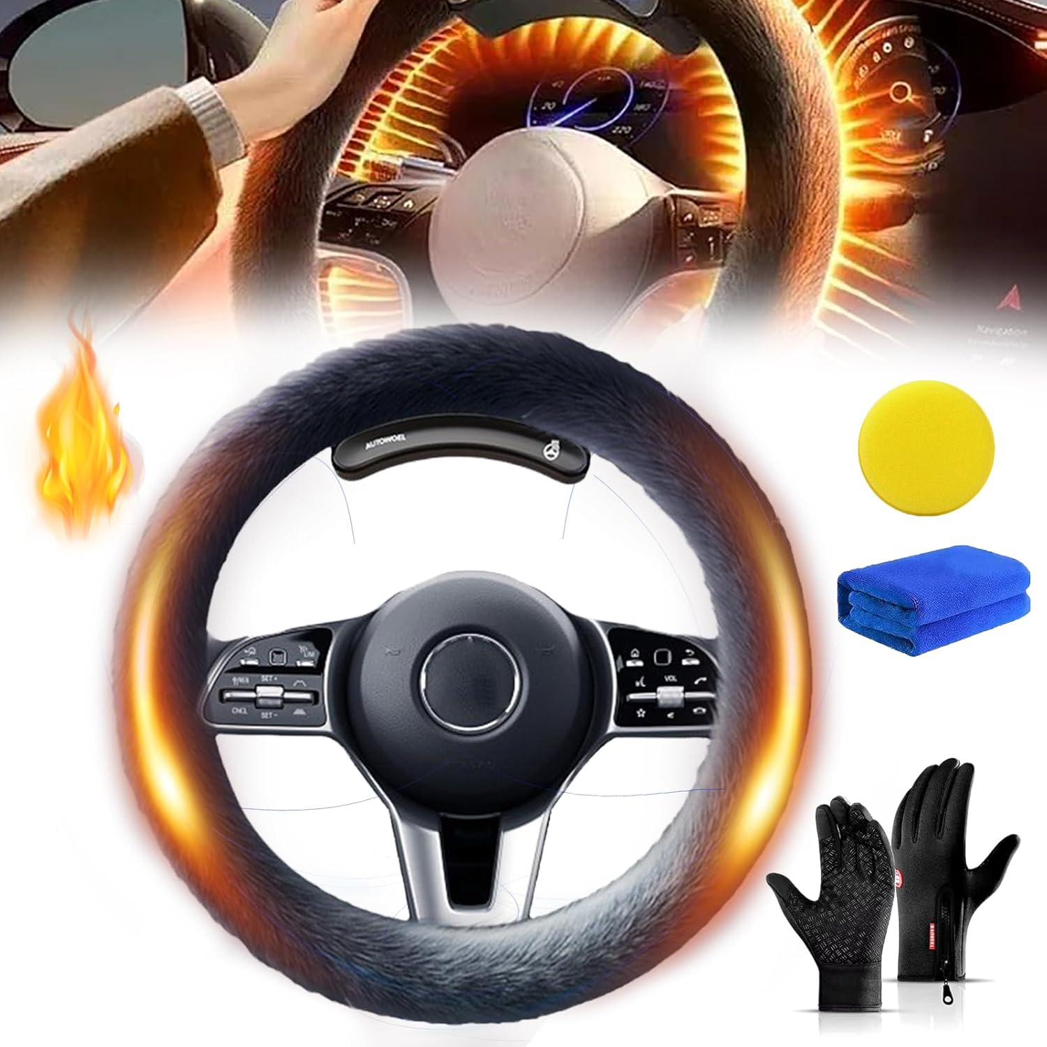 <strong>Heated Steering Wheel Cover, 2025 Upgrade Wireless Rechargeable (Generic)</strong>