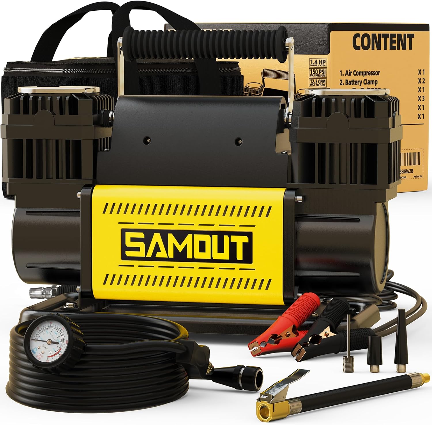 <strong>SMAOUT 12V Air Compressor (12.3 CFM, Dual Cylinder)</strong>