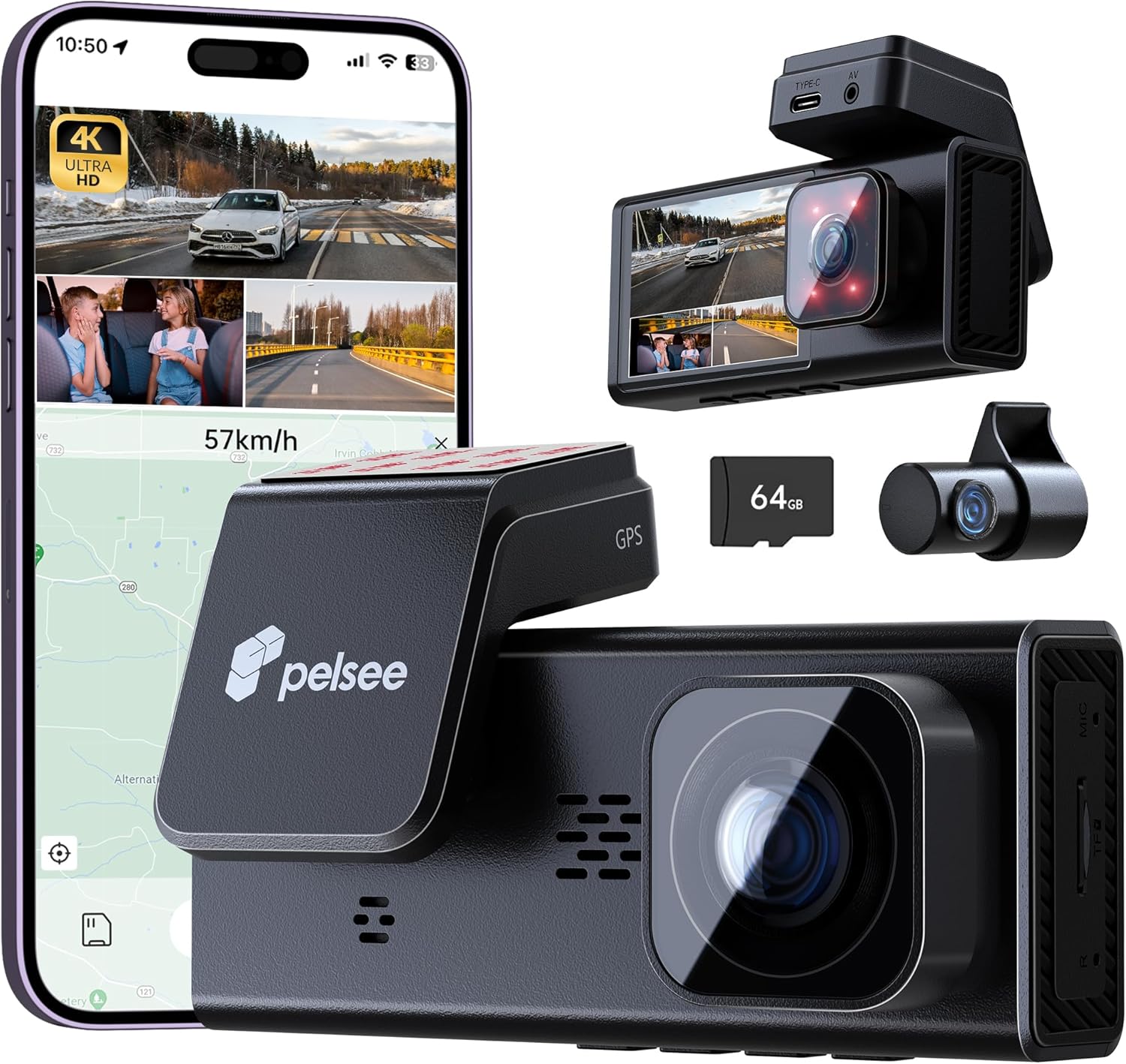 <strong>Pelsee P2 Trio 4K 3 Channel Dash Cam</strong>