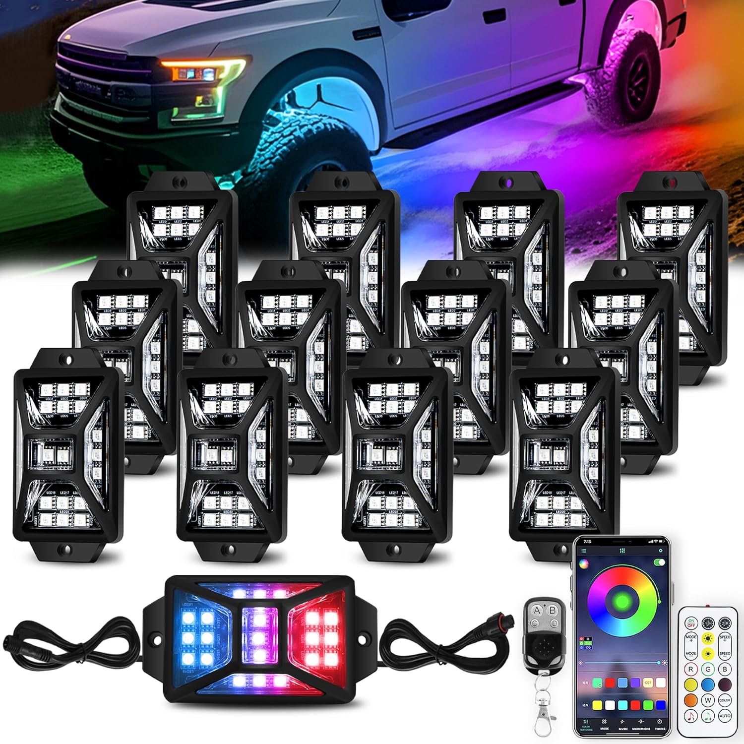 <strong>12 Pods 252 LEDs RGB Rock Lights Kit</strong>