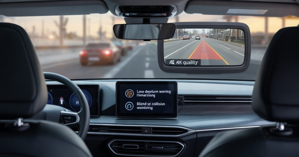 Best aftermarket ADAS system with lane departure warning and collision alerts displayed on car dashboard