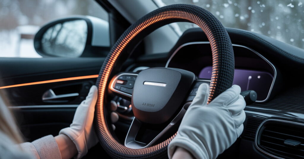 best wireless heated steering wheel cover keeping hands warm in winter car interior