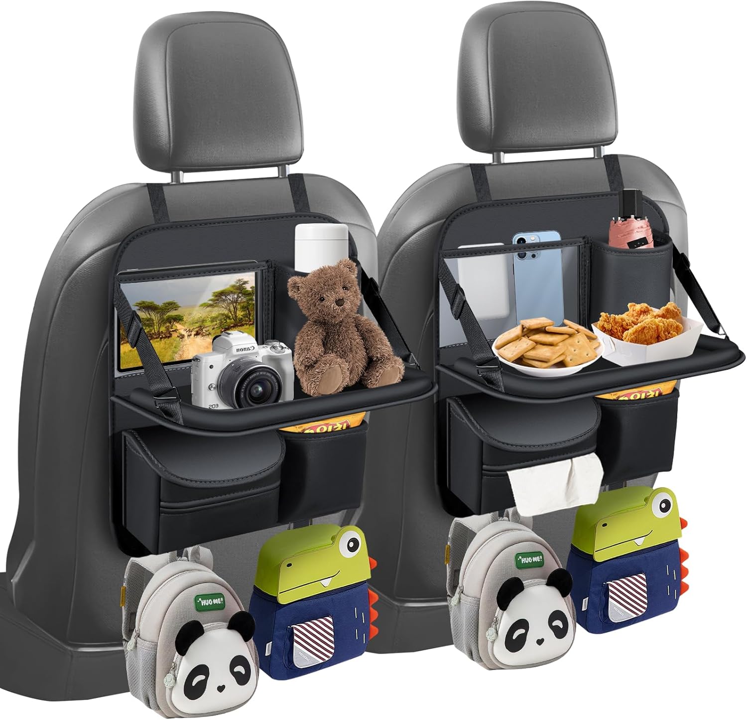 2 Pack Back Seat Car Organizer with Fold-Out Tray (artgeeker)