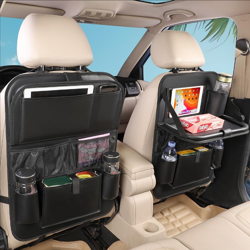 2PACK Leather Car Backseat Organizer with Tablet Holder