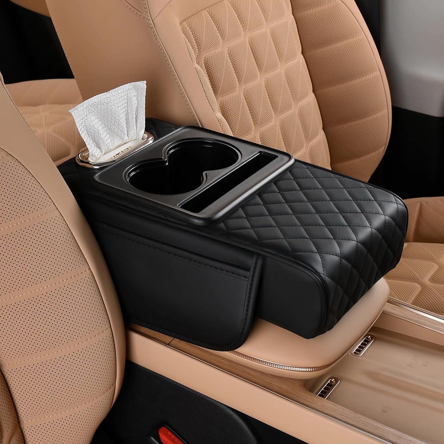 <strong>FREESOO Leather Armrest Console Cover</strong>