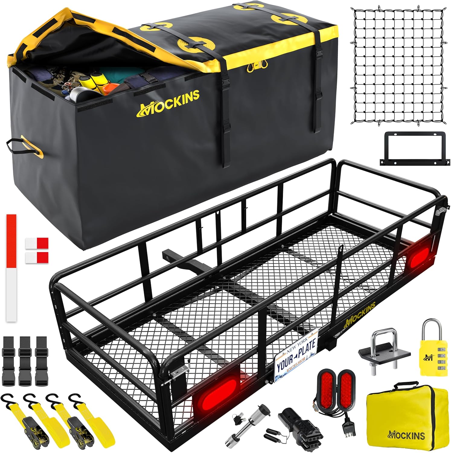 <strong>Mockins 60"x24"x14" High Rail Folding Car Trailer Hitch Cargo Carrier</strong>