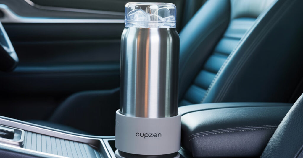 Stainless steel bottle in a car using the best cup holder expander for car