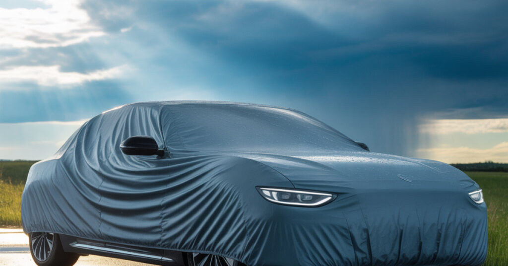 Car protected with the best car cover for extreme sun and rain outdoors