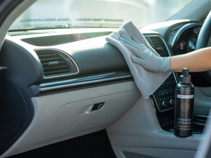 best cleaner for car interior plastic being used to wipe and restore dashboard shine