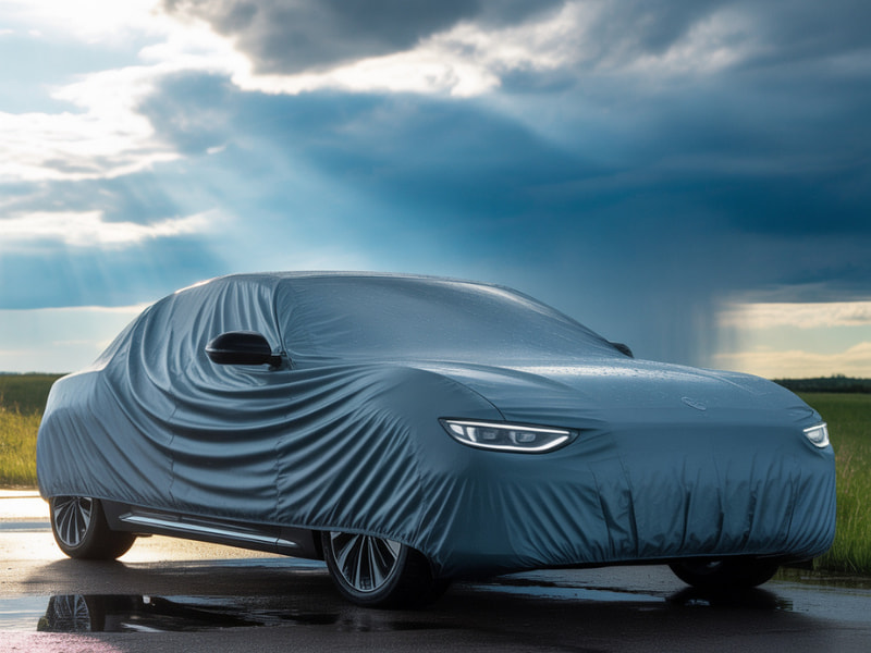 Car protected with the best car cover for extreme sun and rain outdoors