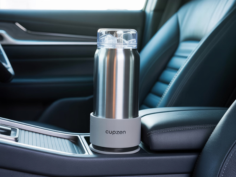 Stainless steel bottle in a car using the best cup holder expander for car