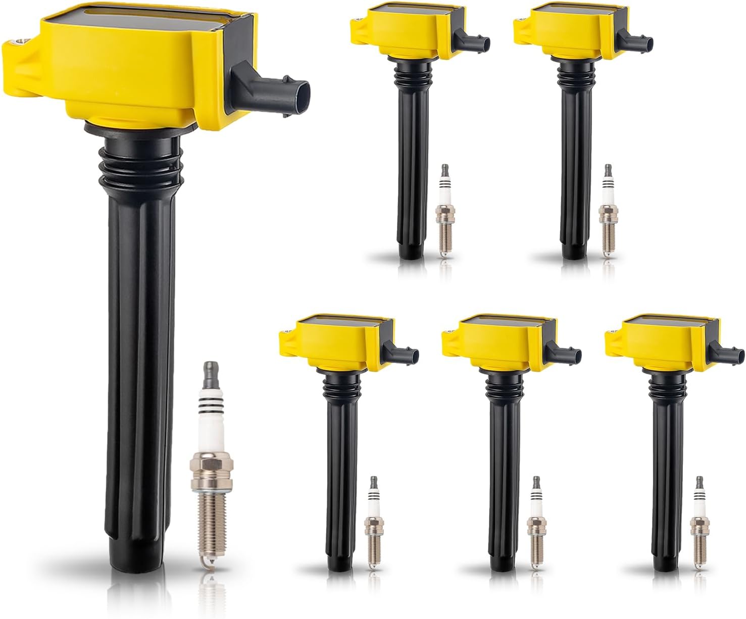 ENA Pack of 6 Ignition Coils & Platinum Spark Plugs – Compatible with 3.6L V6 Engines