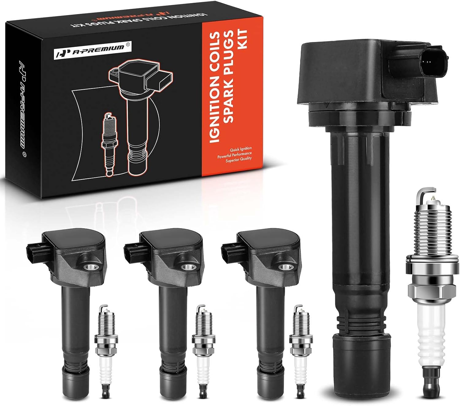 A-Premium Ignition Coil Pack & Iridium Spark Plugs Set (Compatible with Honda Civic 2006–2011)