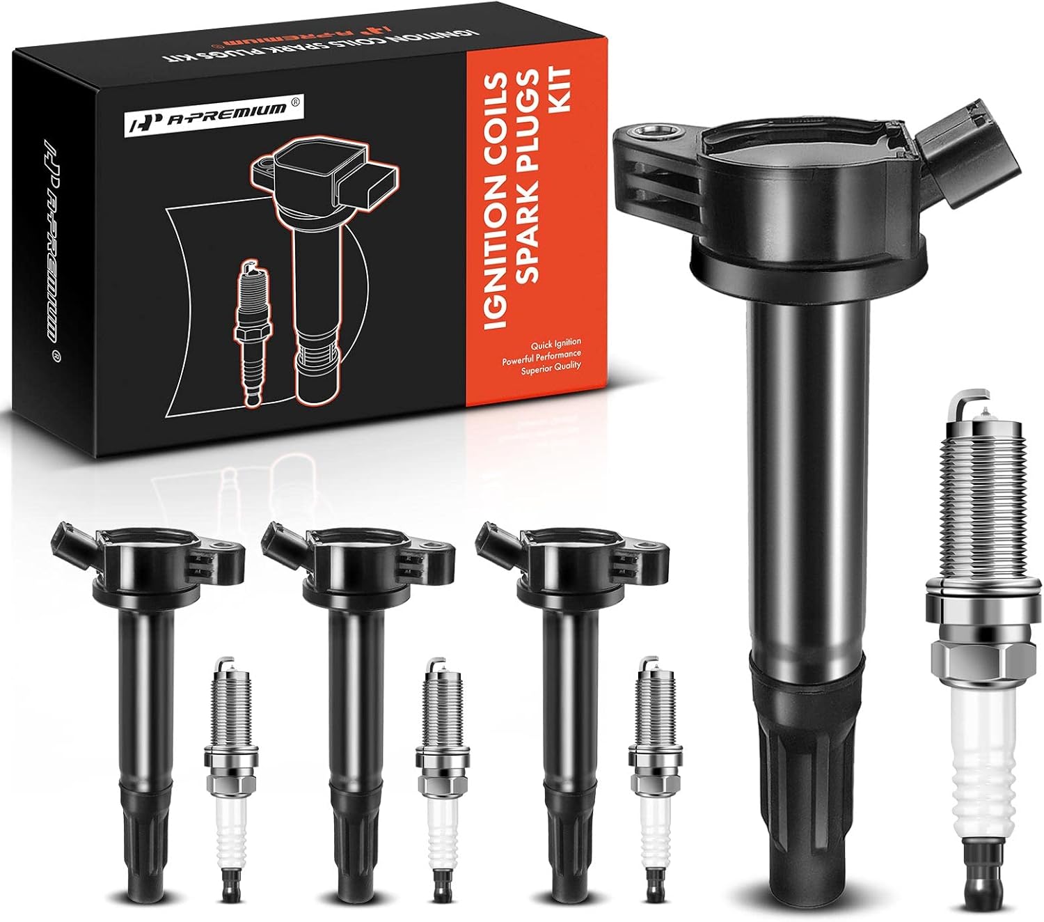 A-Premium Set of 4 Ignition Coil Pack and Iridium Spark Plugs