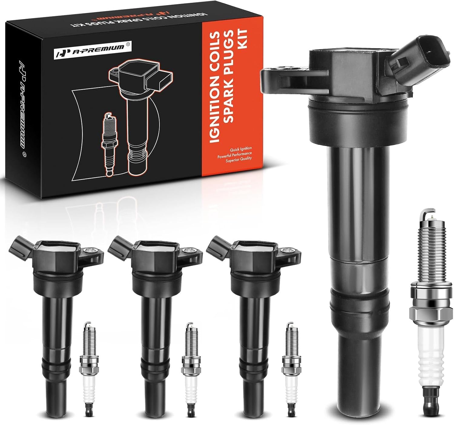 A-Premium Ignition Coil Pack & Iridium Spark Plugs (Set of 4)
