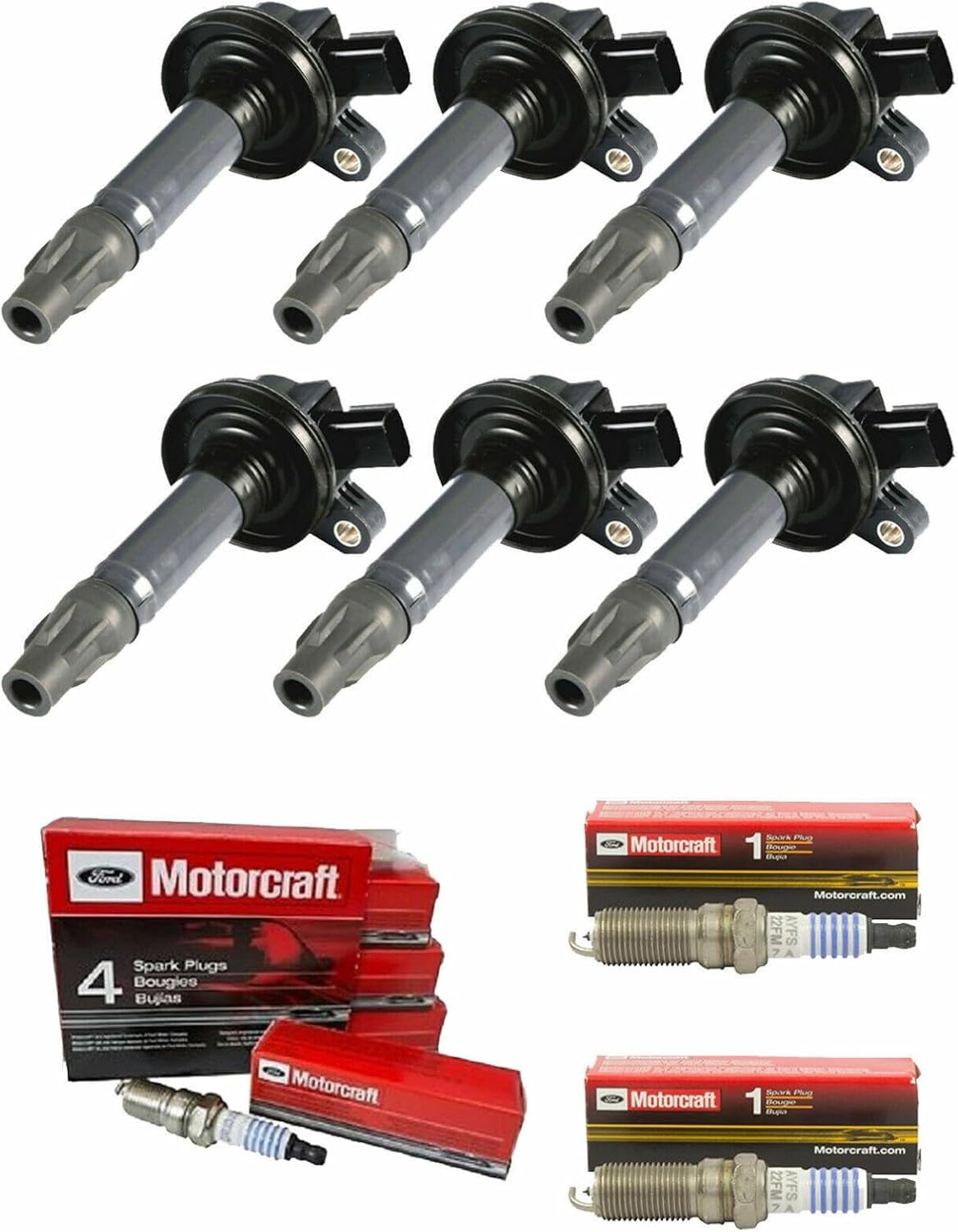 MCK 6pcs Ignition Coil Pack & Motorcraft Platinum Spark Plug (2.7–3.7L V6 2008–2016)