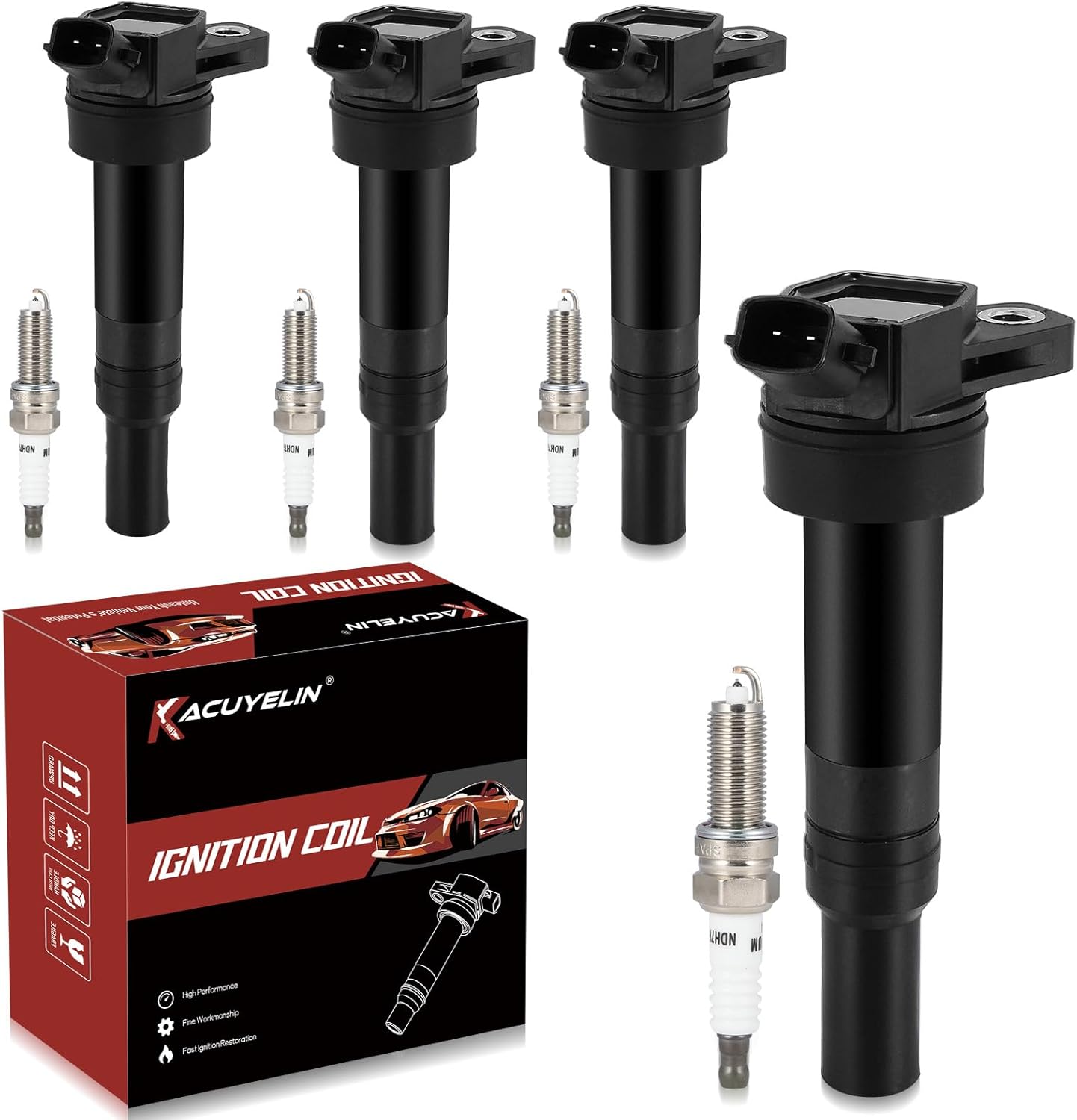UF651 Ignition Coil Pack & Iridium Spark Plugs (Set of 4)