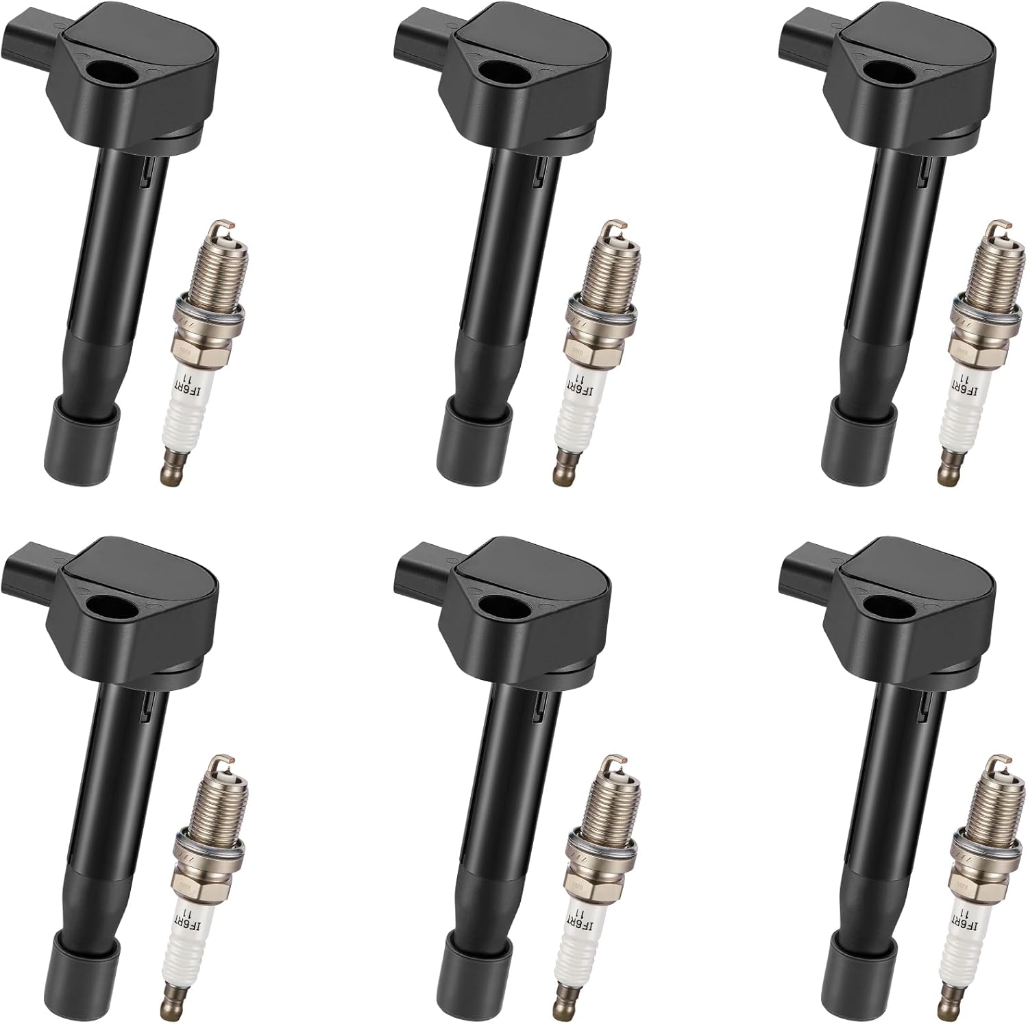 BDFHYK Ignition Coil Pack & Iridium Spark Plugs UF242 (Set of 6)