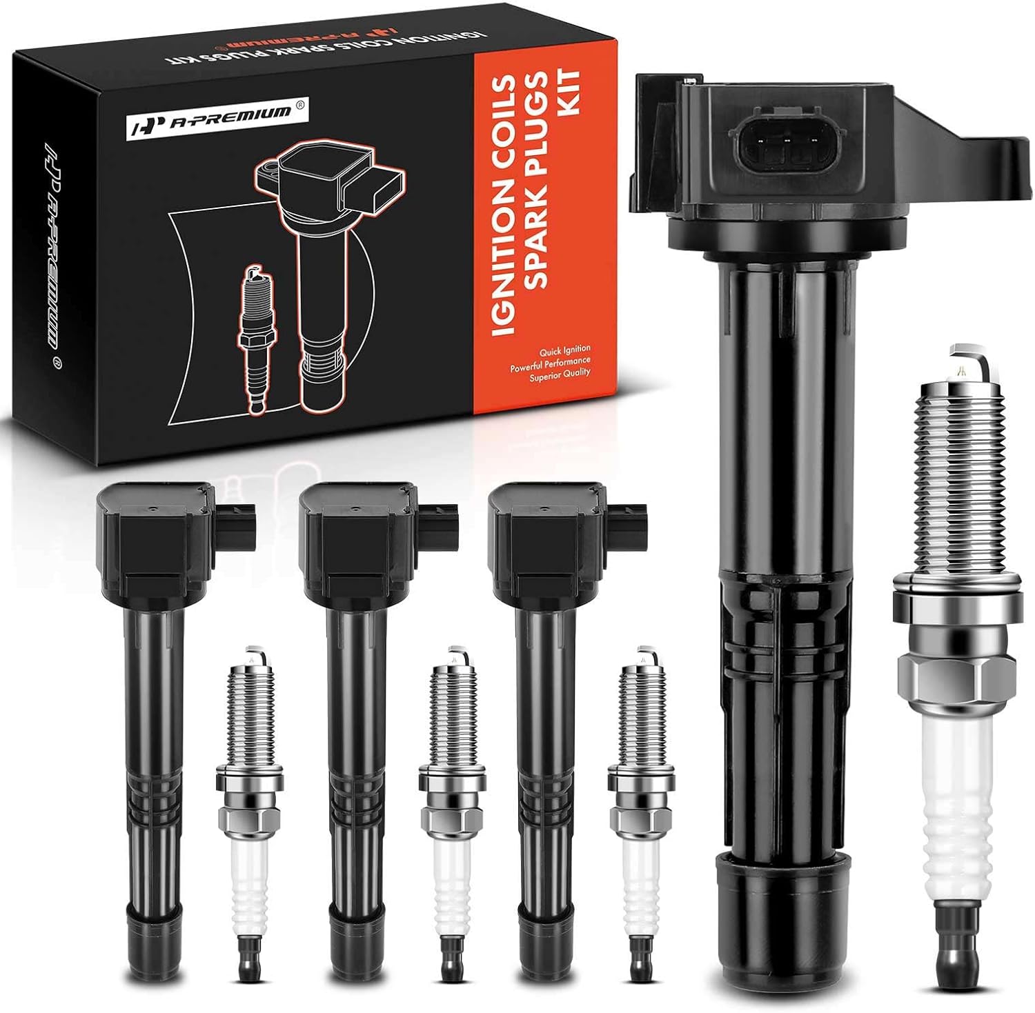 A-Premium Ignition Coil Pack + Iridium Spark Plugs Set