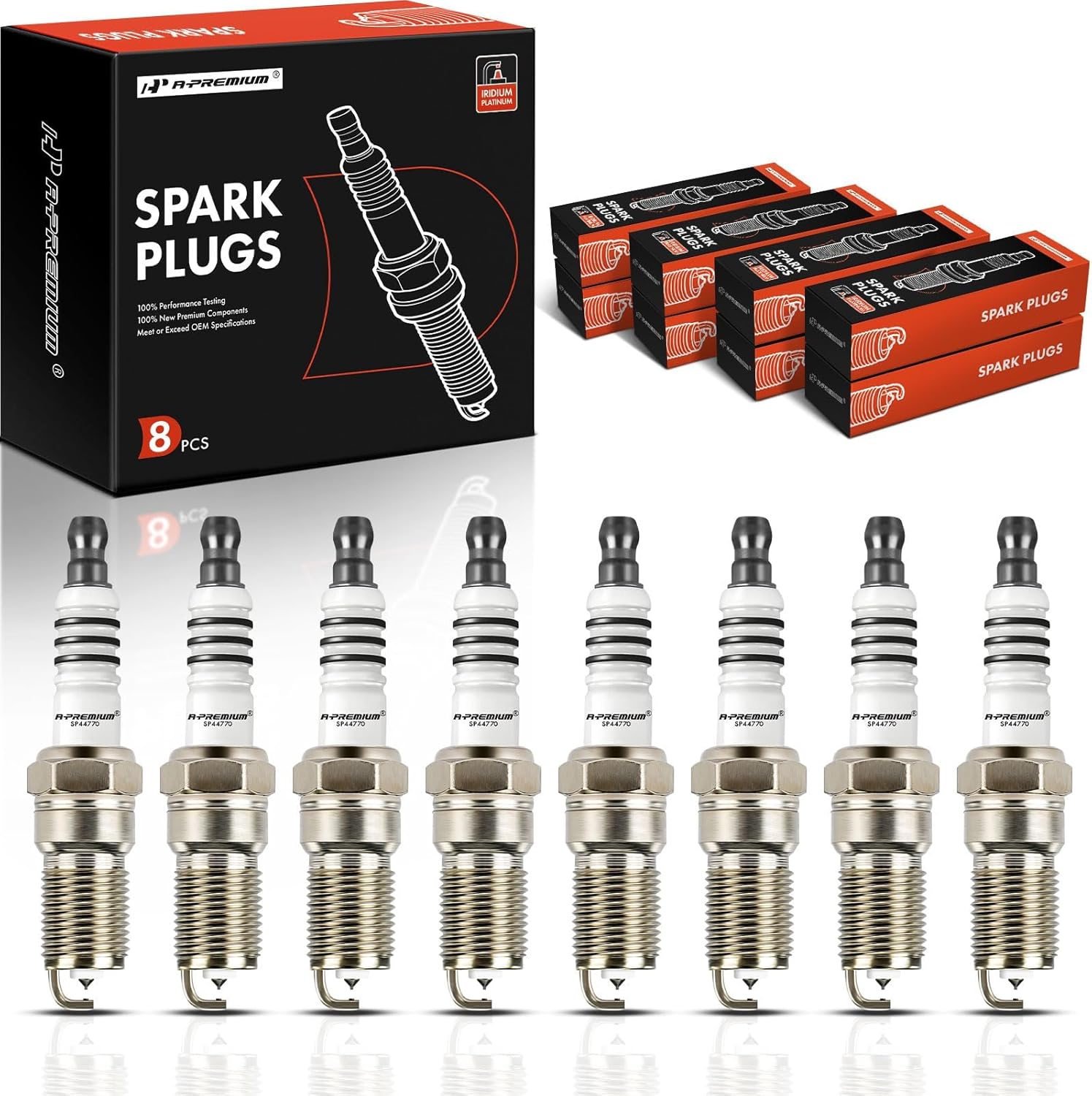 <strong>A-Premium Iridium Platinum Spark Plugs (Pack of 8)</strong>