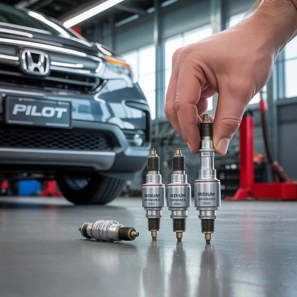Iridium spark plugs being installed in a Honda Pilot, showcasing the best spark plugs for Honda Pilot in a professional workshop setting.