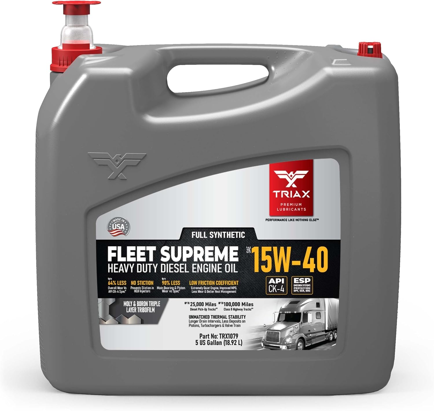 Triax Fleet Supreme 15W-40 API CK-4 Full Synthetic (5 Gallon)