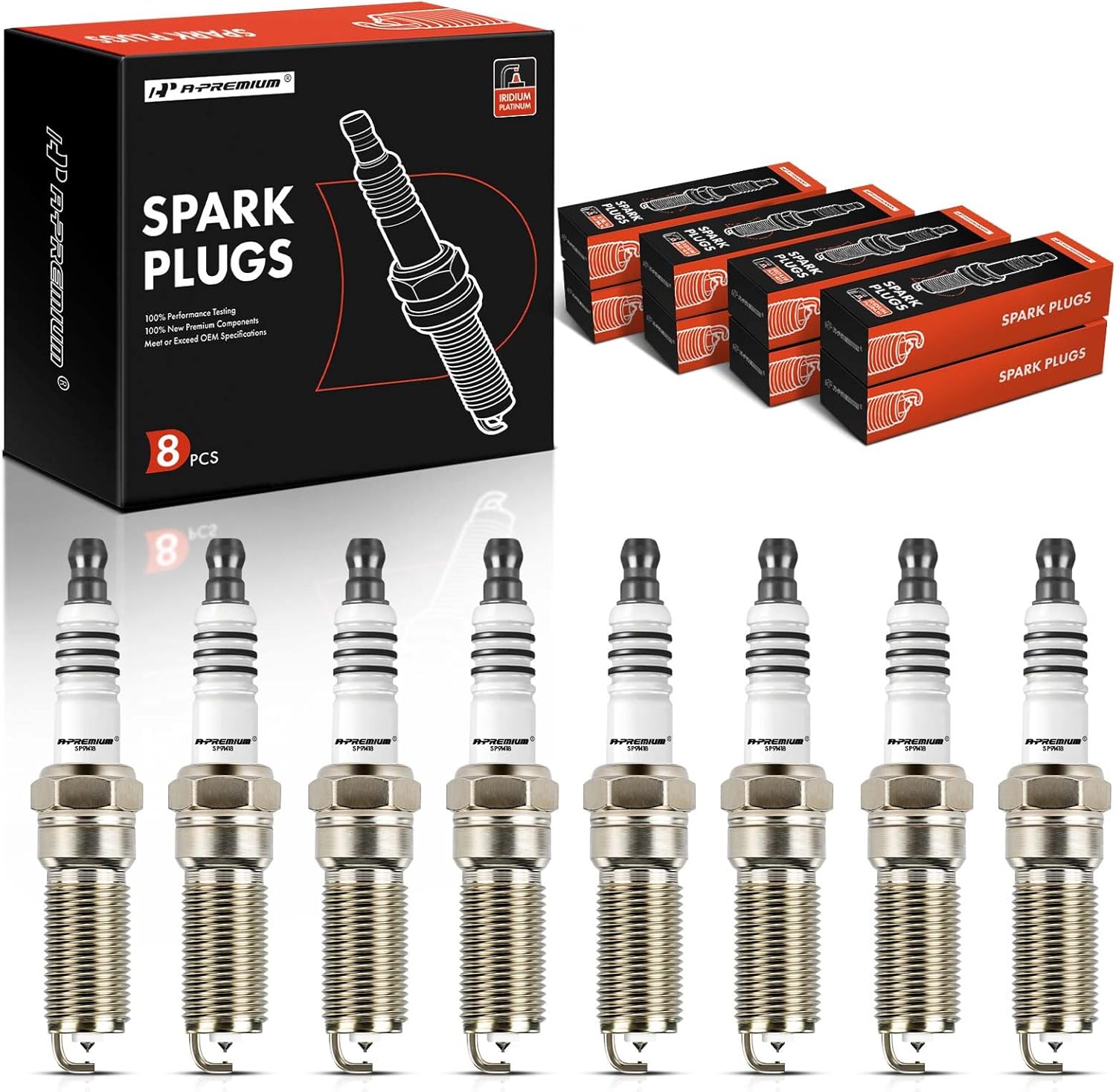 A-Premium Iridium Platinum Spark Plugs (Pack of 8)