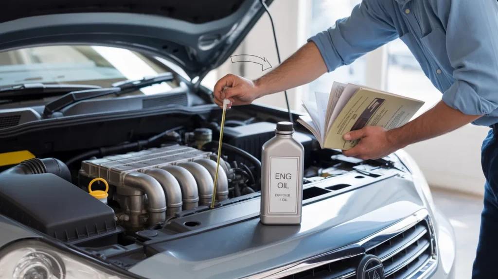 What engine oil does my car need shown by checking oil dipstick and reading the owner’s manual