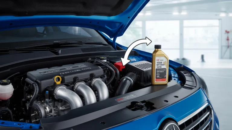 What engine oil does my car need shown with engine bay and recommended oil placement